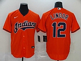 Indians 12 Francisco Lindor Orange 2020 Nike Cool Base Jersey,baseball caps,new era cap wholesale,wholesale hats
